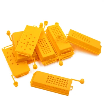 

50Pcs Yellow Queen Bee Transport Cages Plastic Bee Prisoners Transport Bee Queen Isolation Beekeeping Tools