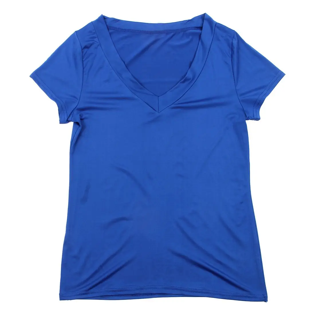 Хит продаж высокое качество Чистый Цвет Футболка короткий рукав Sexy Глубокий V шеи Для женщин футболка Повседневная рубашка