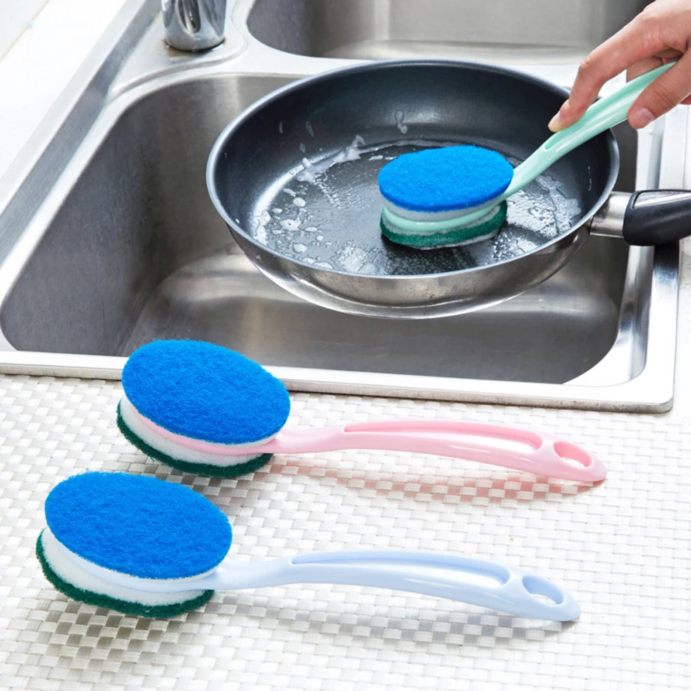 2PCS Detachable Double Sided Cleaning Brush Kitchen Cleaner Dishwashing
