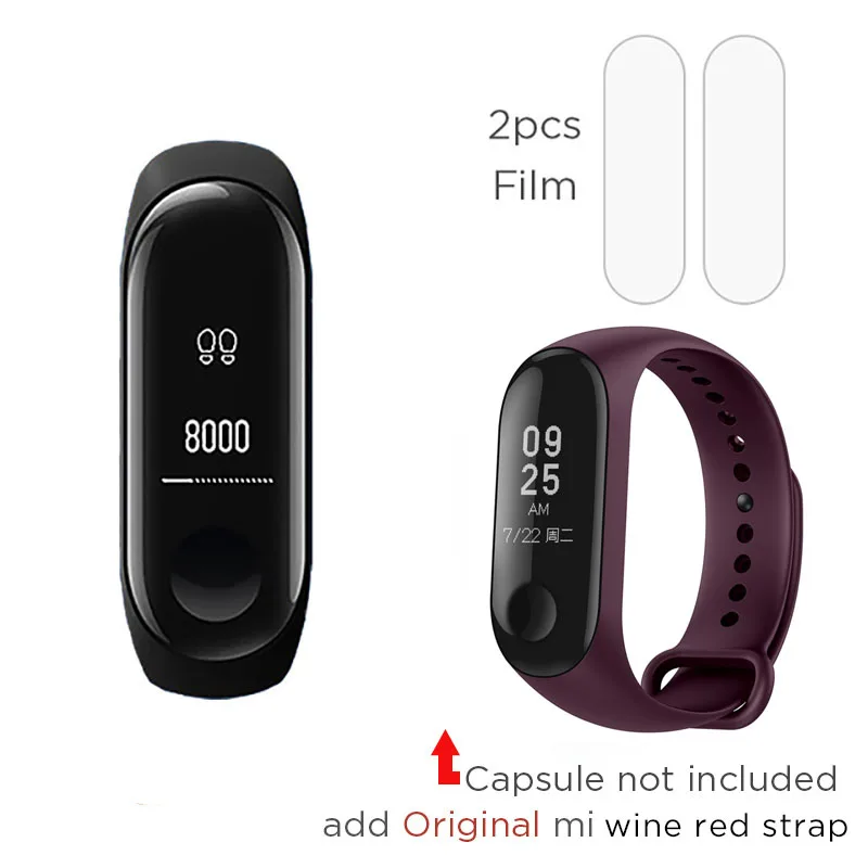 Xiaomi Mi band 3 0,7" OLED большой сенсорный экран новые умные браслеты браслет - Цвет: Add original Wine