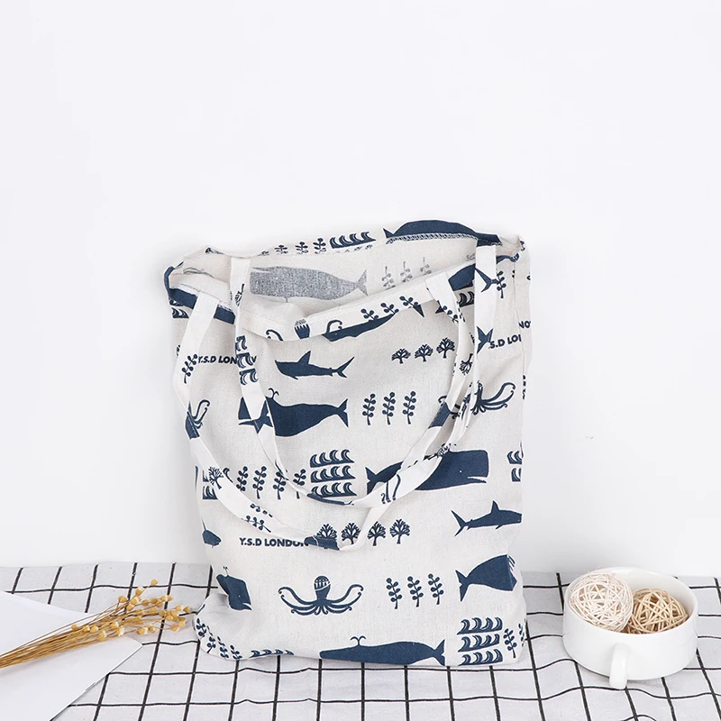 1PCS Print Whale Octopus Sea Life Shopping Bags Durable 1 Layer NO Lining Cotton Linen Shopping Tote Carrying Shoulder Bag 1PCS Print Whale Octopus Sea Life Shopping Bags Durable 1 Layer NO Lining Cotton Linen Shopping Tote Carrying Shoulder Bag