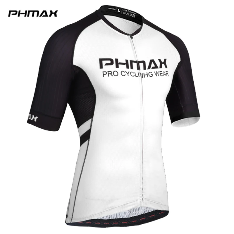 PHMAX High Elasticity Cycling Jersey With Italy Silicon Grippers Short Sleeve MTB Bike Cycling Clothing Racing Bicycle Clothes - Цвет: Белый