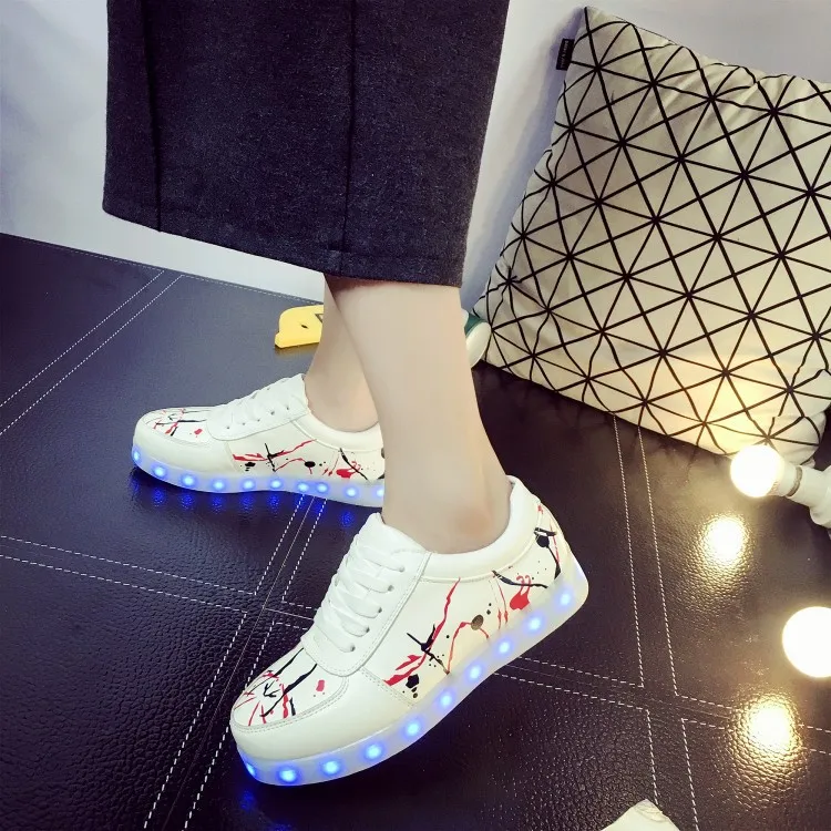 Hot Sale new arrived font b Women b font LED Shoes for Adults White Glowing Light