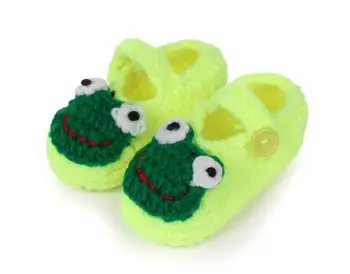 

10 Pairs/lot Lovely soft-soled baby boys girls cartoon frog colors manual knit toddler shoes children's crib shoes 11cm
