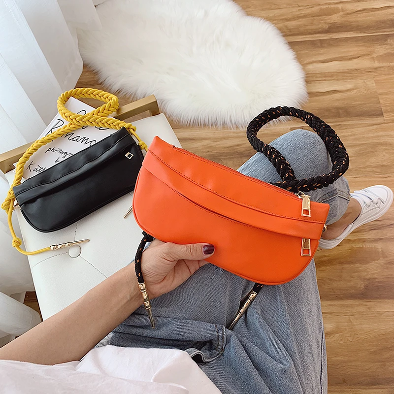 

Designer Female Bag Fanny Pack New Fashion Waist Belt Bags PU Leather Women Shoulder Bag 2019 Wallet Women's Bags Purse Orange