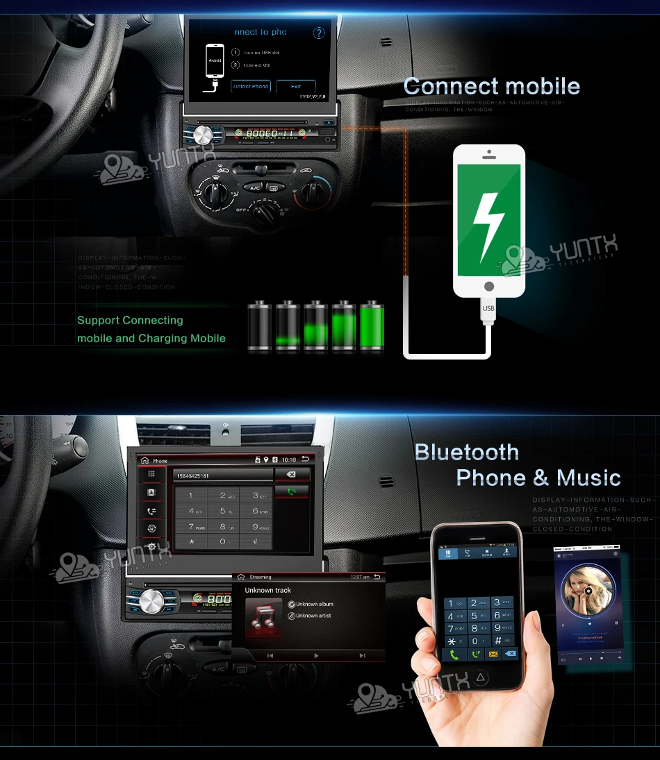 Flash Deal 7inch Android 6.0 Quad Core Motorized Detachable Multi-touch Screen One Din Car DVD Player with OBD2 and DAB+support 12