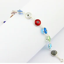 Mal de Ojo turco Pulsera 7.09 ”925 Sterling Silver Classic Multi color Joyería Hecha A Mano de Cristal de Murano Italia Islámica Árabe