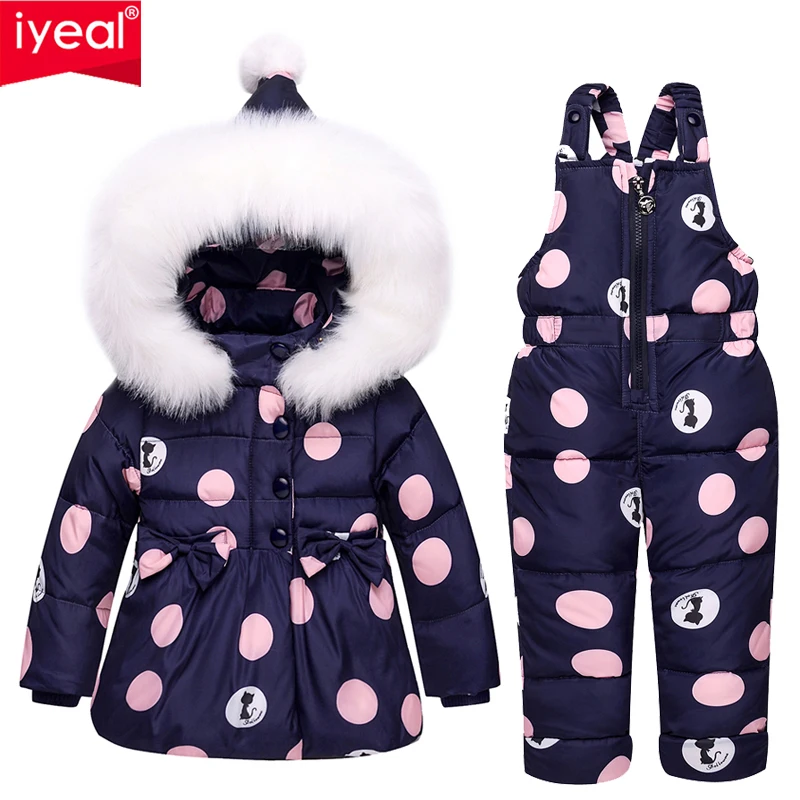 IYeal Winter Children Girls Clothing Sets Warm hooded Duck Down Jacket Coats + Trousers Waterproof