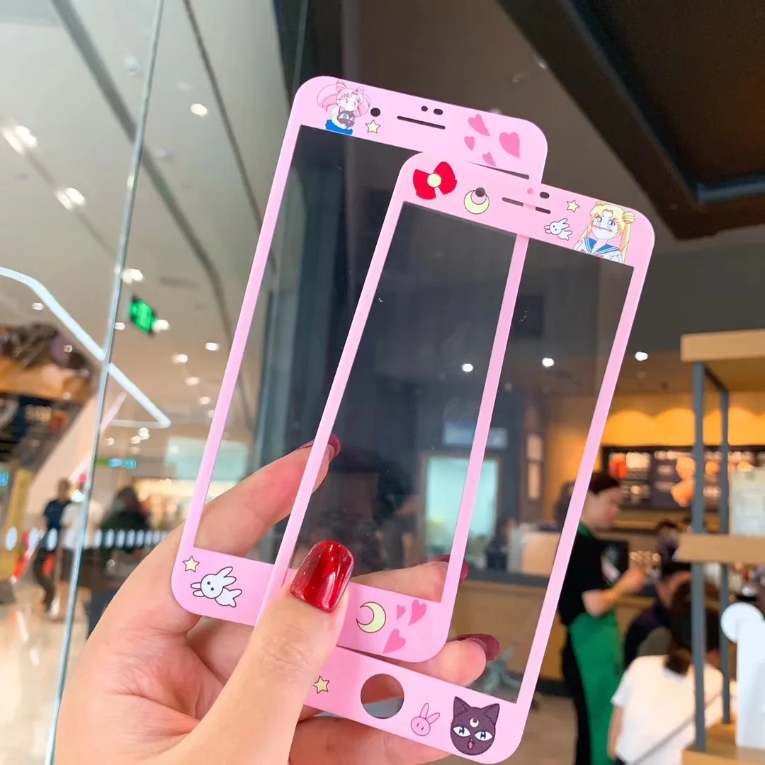

Sailor Moon Cardcaptor Sakura Flowers Pattern Tempered Glass for iPhone 6 6S 7 Plus 8 Screen Protector Glass Film