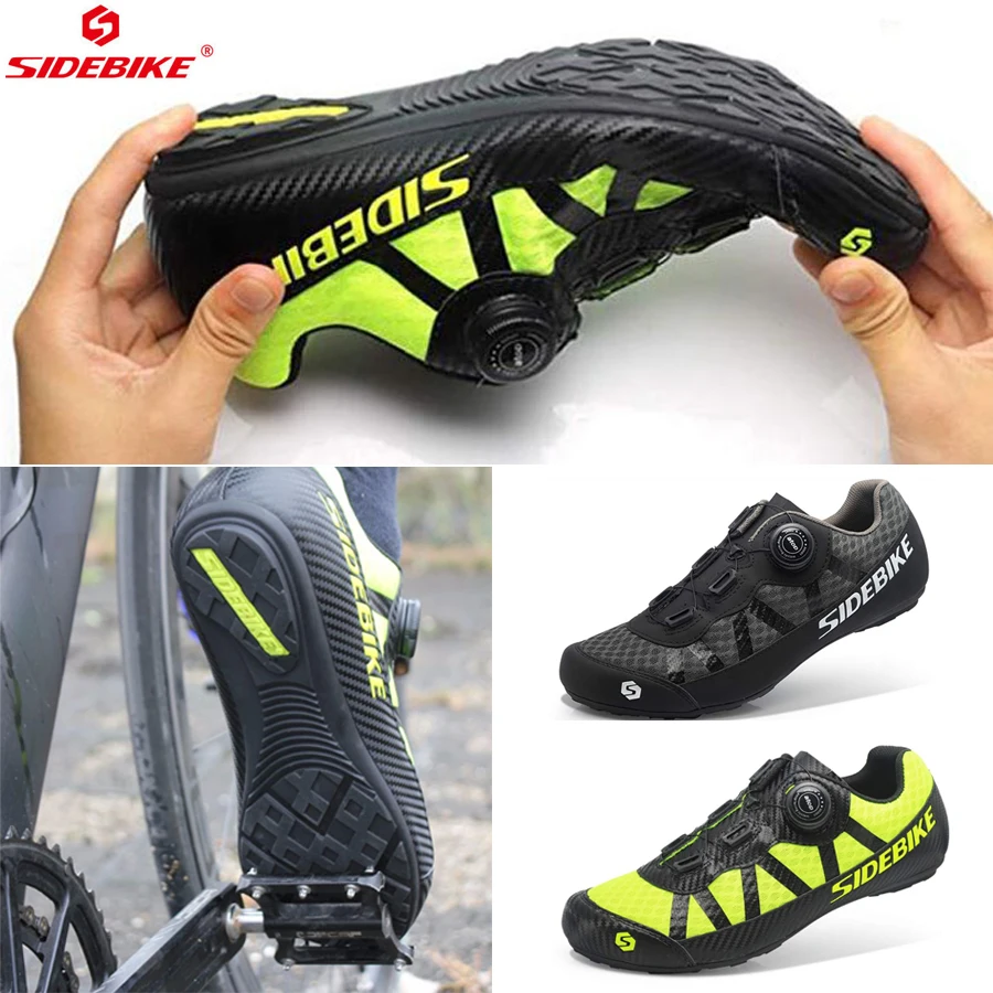 

No-lock Rotating Buckle Cycling Shoes Men Road & Mountain Bike Shoes Cycling MTB Sneakers Hook Loop Non-slip Rubber Sole Shoes