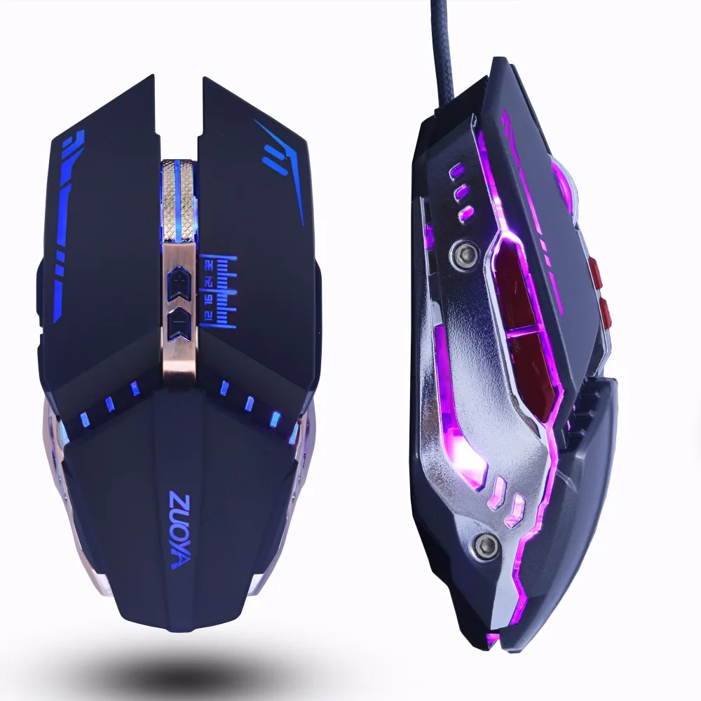 Проводная игровая мышь ZUOYA макро 3200DPI регулирусветодиодный светодиодная