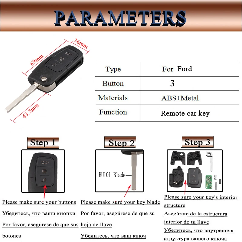 QWMEND 3 кнопки 433 Mhz удаленный ключевой DIY для Ford Focus Fiesta C Макс S Max Galaxy 2013 4D63 чип оригинальные ключи HU101 лезвие