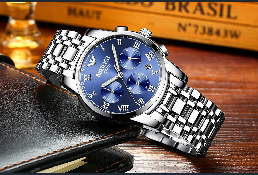 Relojes Hombre 2018 NIBOSI Blue Watch Top Brand Luxury Steel Waterproof Analog Quartz Watch Men Clock Famous Dress Wristwatch    (8)