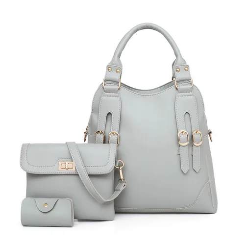 Для женщин сумка комплект из 3 предметов Женская композитная сумка на одно плечо сумка моды большой Сумки сумка в различном стиле 3 шт./компл - Цвет: gray