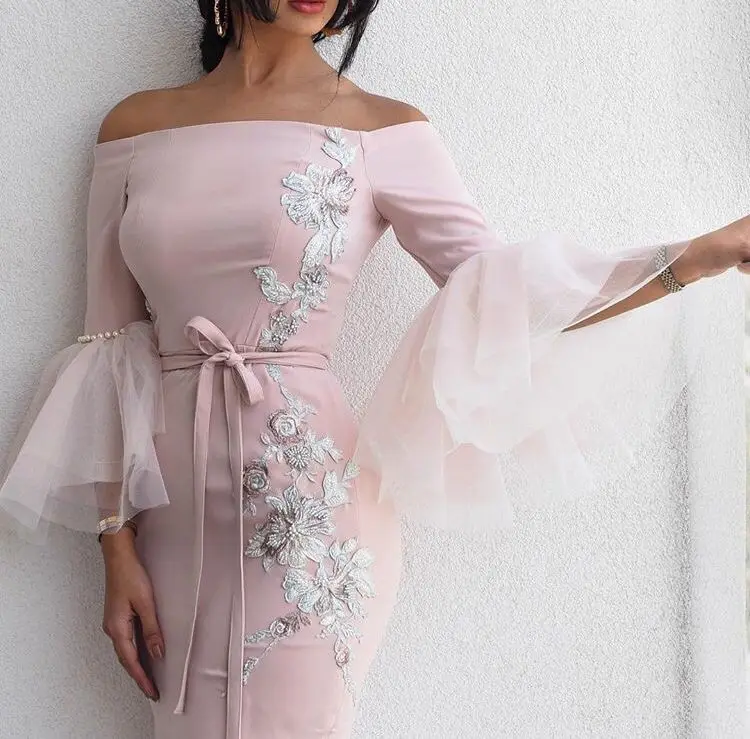 SuperKimJo 2018 Pink Mermaid Evening Dresses Long Arabic Applique Beaded Evening Gown Vestido De Festa Longo SuperKimJo 2018 Pink Mermaid Evening Dresses Long Arabic Applique Beaded Evening Gown Vestido De Festa Longo