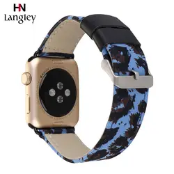 Браслеты из натуральной кожи с леопардовым принтом для Apple Watch 4 3 2 1 40 мм 44 мм ремешок для браслета 38 мм 42 мм ремешки для часов аксессуары для