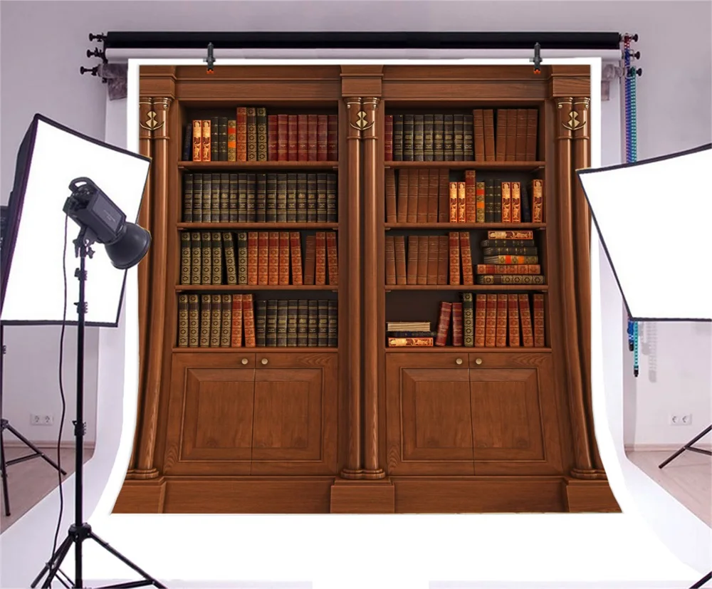 Laeacco деревянный книжный шкаф стекло Исследование Детский интерьер фотографические фоны Индивидуальные фотографии фоны для фотостудии
