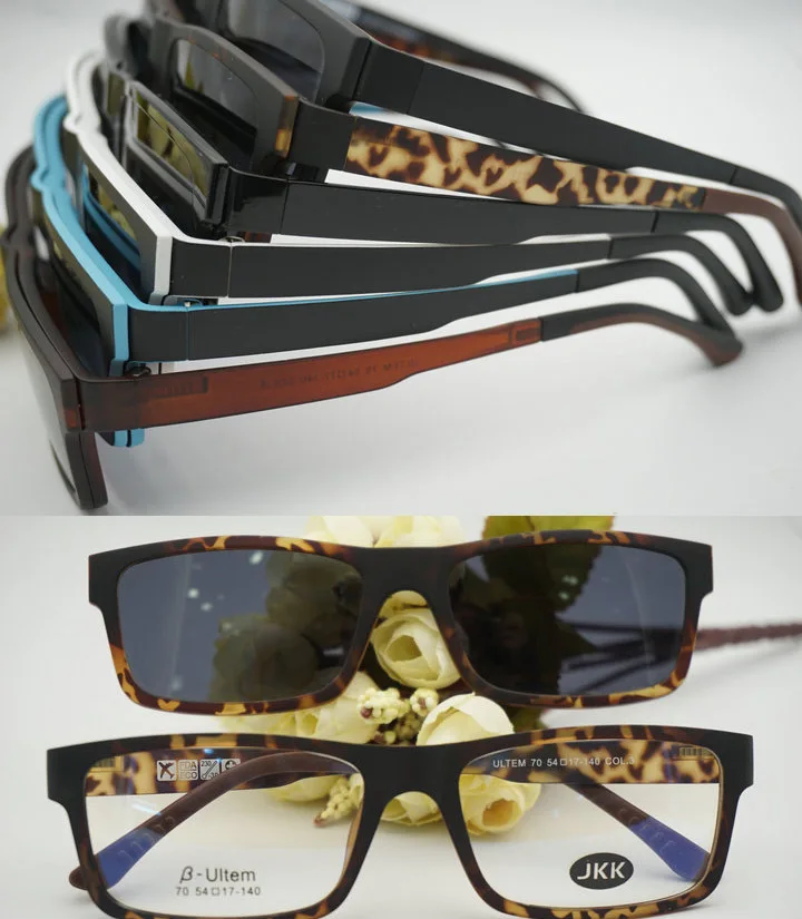 Ultem clip on sunglasses frame 70 polarized lens glasses eyewear