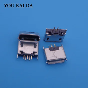 

100pcs Mini Micro USB Connector charging port socket power plug dock Type B Female Straight 180 Degrees DIP 5Pin PCB Solder