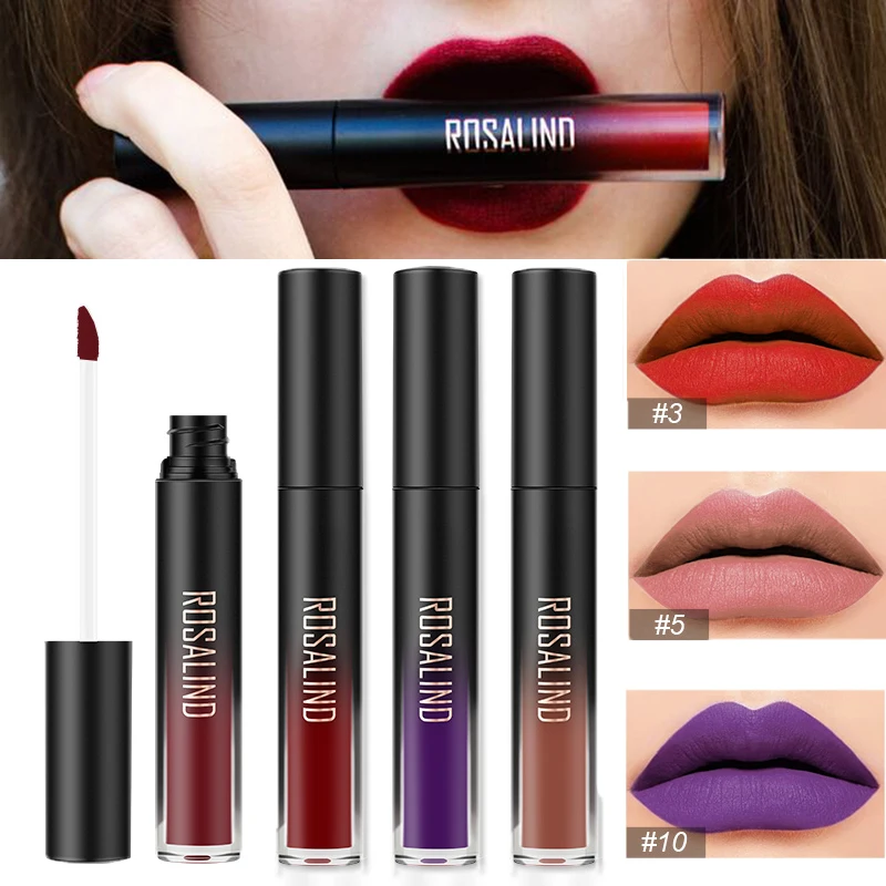 

ROSALIND Cosmetics Matte Lip Gloss Red Lip Matte Long Lasting Full Professional Makeup Lipstick Gloss Waterproof Cosmetics