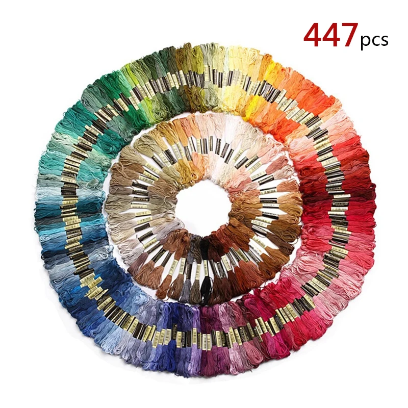

447 skeins coloured embroidery thread cotton cross needle DIY Cross Stitch Threads Hand Embroidery Floss Craft Sewing Floss Kit