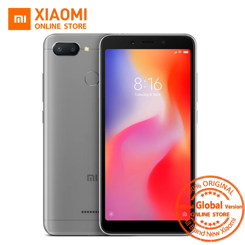 

Global Version Xiaomi Redmi 6 3GB 32GB Smartphone 5.45'' Display Helio P22 Octa Core 12MP+5MP Dual Camera 3000mAh Mobile Phone