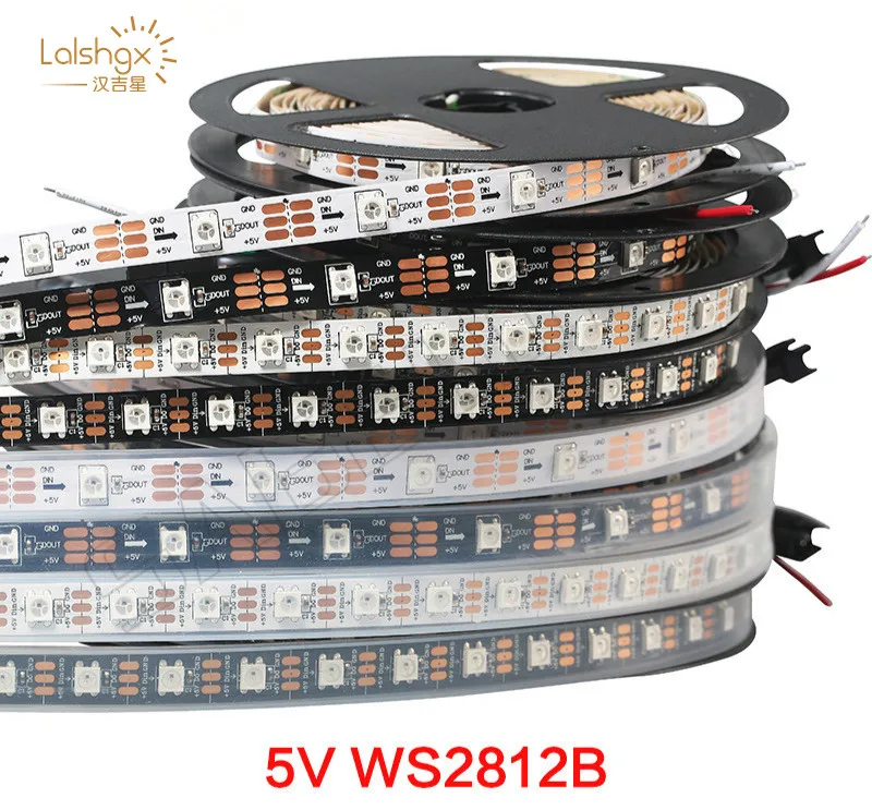 

DC5V 1m/5m IP30/IP65/IP67 individually addressable ws2812b led strip light 30/60/144 pixels, smart RGB led light tape ribbon
