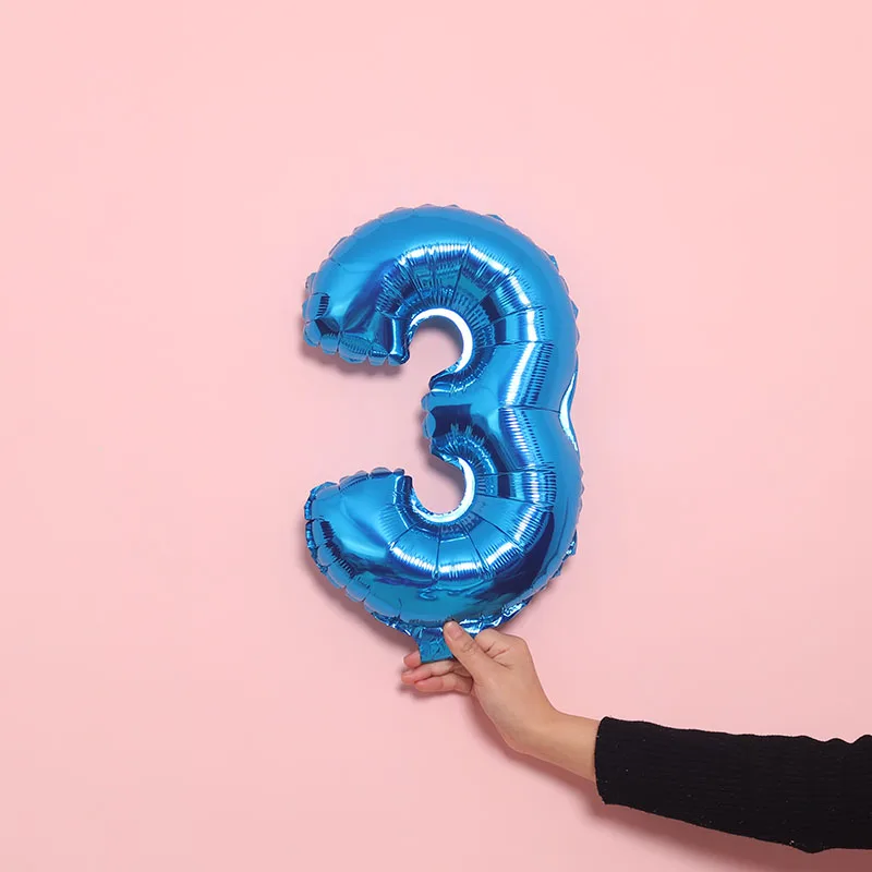 Starlzmu 10 шт. 16 дюймов розовый Количество воздушных шаров синий цифровой Фольга шар наряд для первого дня рождения рисунок воздуха воздушный шар для Бэйби Шауэр украшения - Цвет: 16inch Blue 3