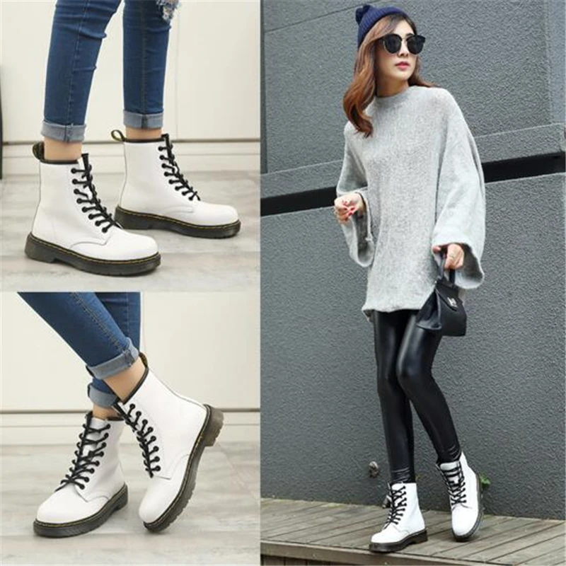 

MHYONS2019 autumn and winter new fashion leather Martin boots short tube women's boots 7 color couple models leather boots