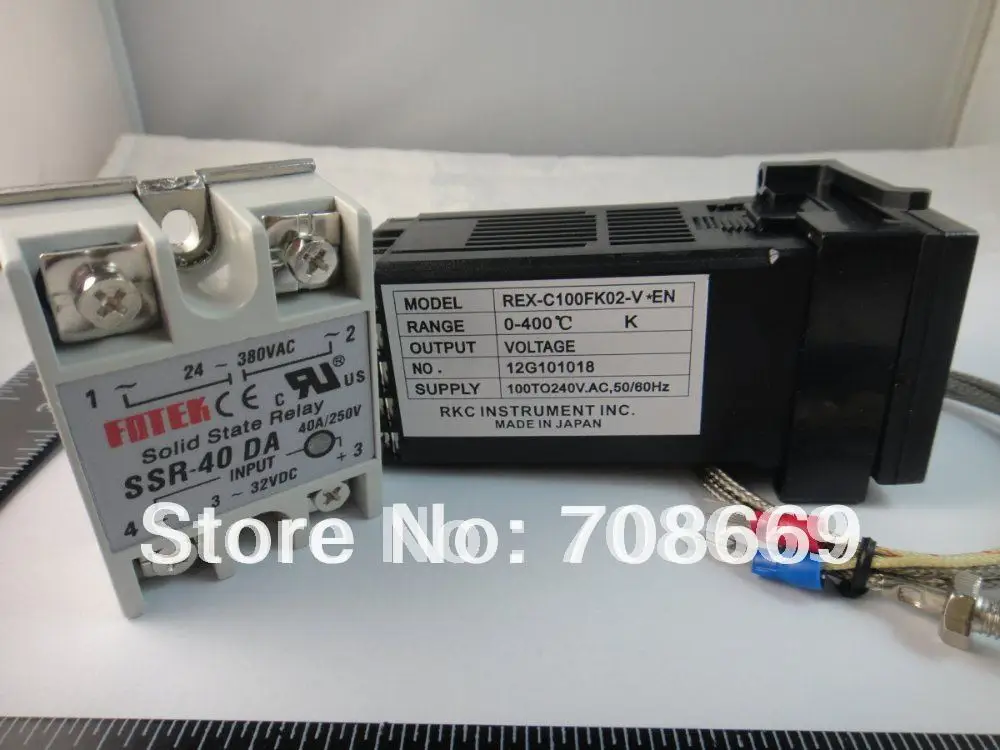 Цифровой PID регулятор температуры REX C100FK02 V * AN + max.40A SSR K Зонд термопары|pid temperature