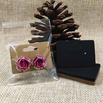 

5*3.5cm blank brown/black Stud earring card custom logo cost extra Jewelry Display earring packing Card 100pcs+100plastic bag