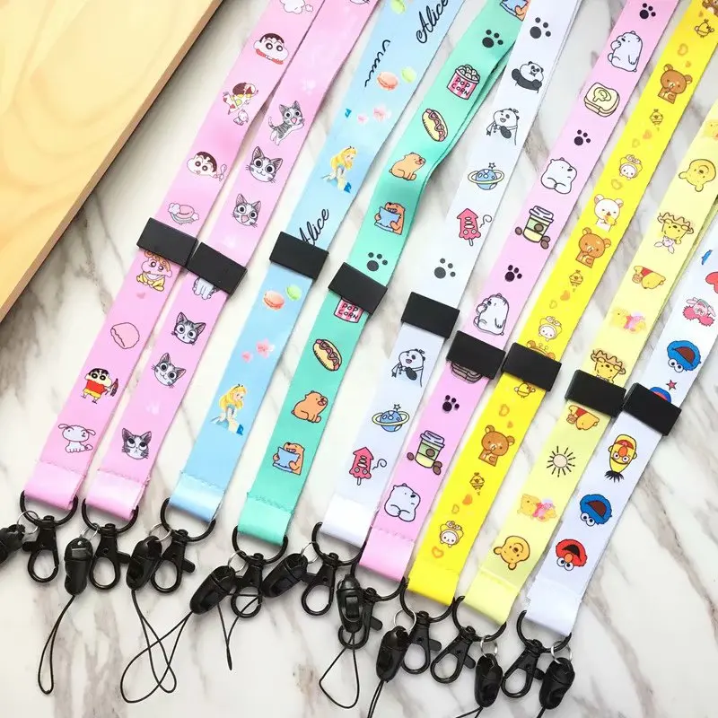 Mobile Phone Strap Cartoon Cute Cat Bamboo Lanyard Neck Strap For Keys ID Card S For Huawei USB Badge Holder DIY Hang Rope