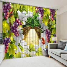 Purple Grape Creative Visual Effect 3D font b Curtains b font for Bedding Living Room Thick