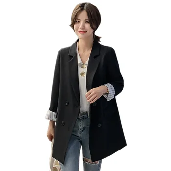 

Womens Blazers Autumn New Korea Fan Loose Casual Joker Small Suit Jacket Women's Long Suit