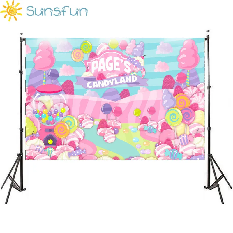 

Sunsfun Candy Bar Background Cupcakes Donuts Icecream Candy path Dessert Wonderland a photo decorations cloths polyester