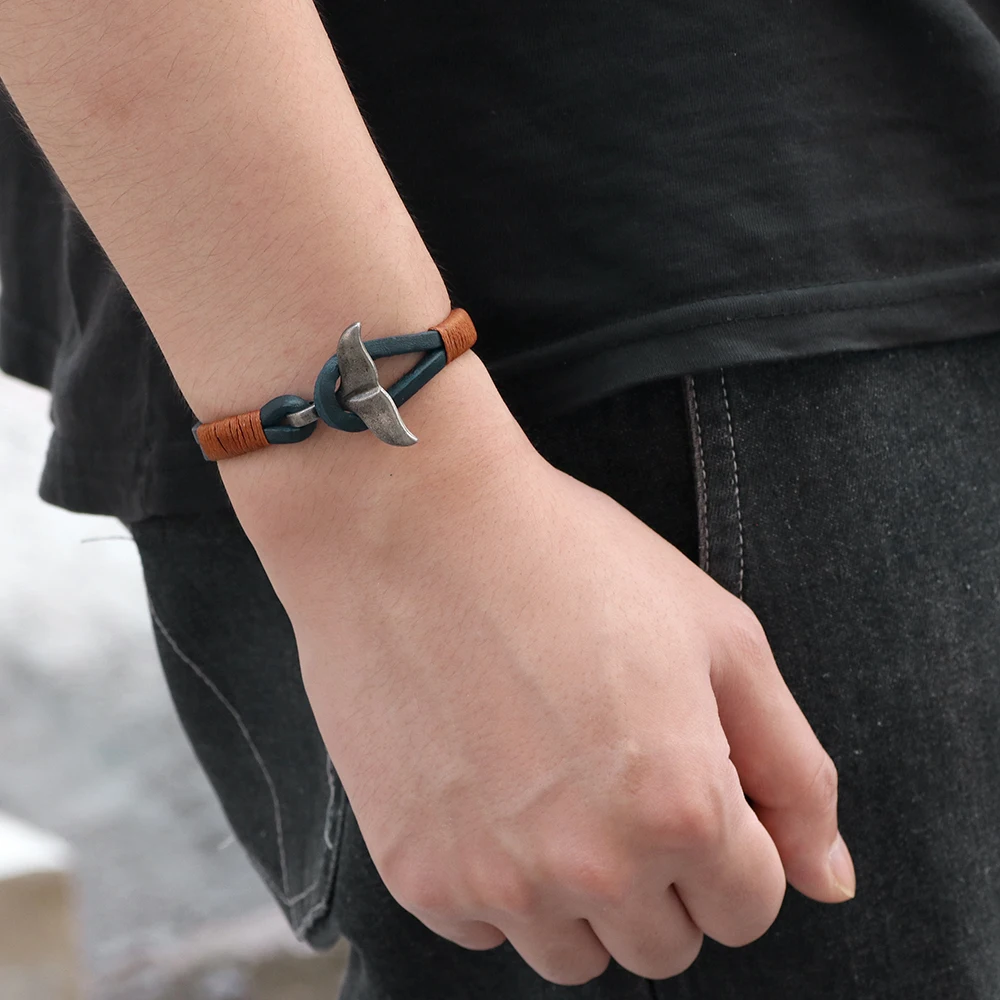 New Whale Tail Anchor Bracelets Men Women Charm Nautical Survival Rope Chain Paracord Bracelet Male Wrap Metal Hooks Jewelry Hot | Украшения