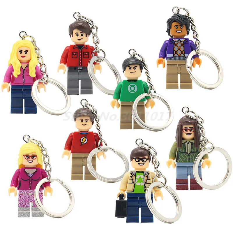 POGO THE BIG BANG Theory Figure Keychain Building Blocks TV TBBT Sheldon Cooper Amy Rajesh Elsa