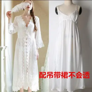 

2019 New Princess Pajamas Women's Sexy 2 piece Set Nightgown Suits Dress + Condole belt Sleepdress Sleepwear Nightwear