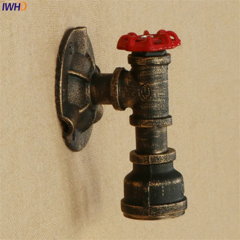 American Iron Water Pipe Lamp LED Valve Deco Wall Sconce Antique Loft Style Industrial Vintage Wall Light Fixtures Lampara