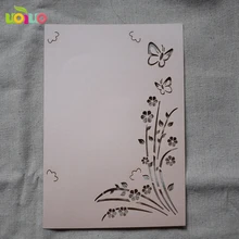 Низкая цена Свадебное приглашение 50 комплекты с обволакивает лазерная резка цветок бабочка свадебное меню карты