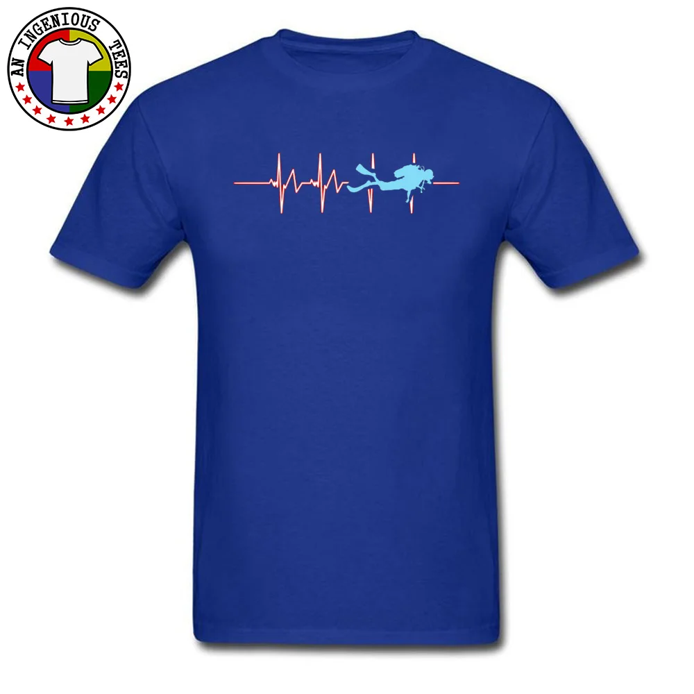 Scuba-Dive-Heart-Beat Short Sleeve Tops & Tees O-Neck Cotton Fabric Mens Top T-shirts Funny Clothing Shirt New Arrival Scuba-Dive-Heart-Beat blue