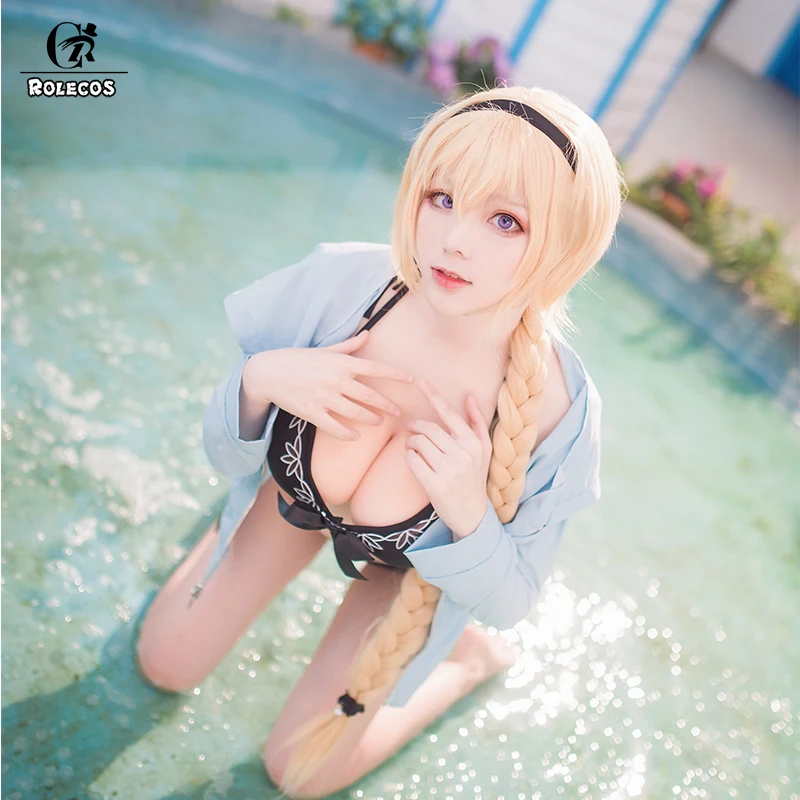 

ROLECOS Game Fate Grand Order Cosplay Costume Jeanne d'Arc Ruler Cosplay Costume Sexy SwimSuits for Women Cosplay Costume
