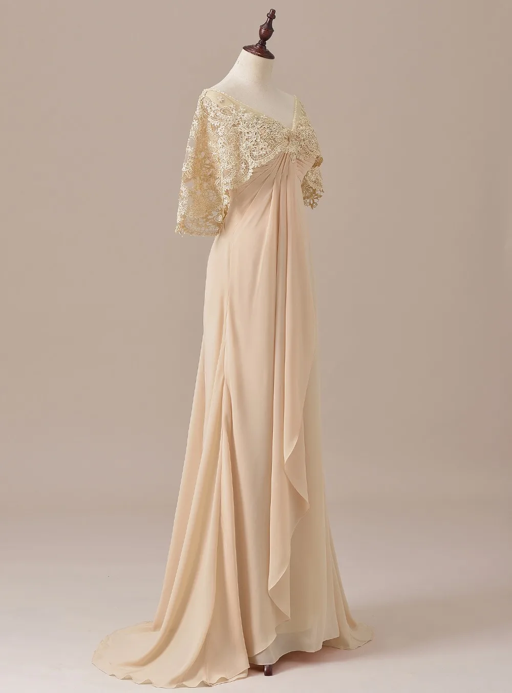 Оборки элегантные Шор рукава кружева мать невесты платье для свадьбы жених длинное шифоновое вечернее платье SLD-M13