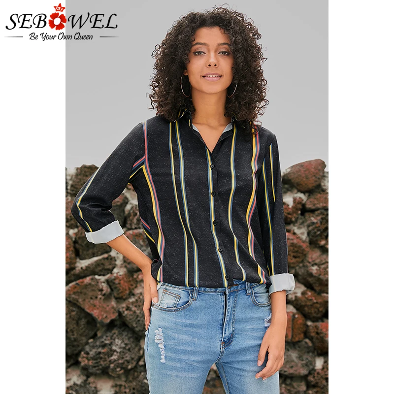 Yellow-Charcoal-Striped-Modern-Women-Shirt-LC251389-7-4 