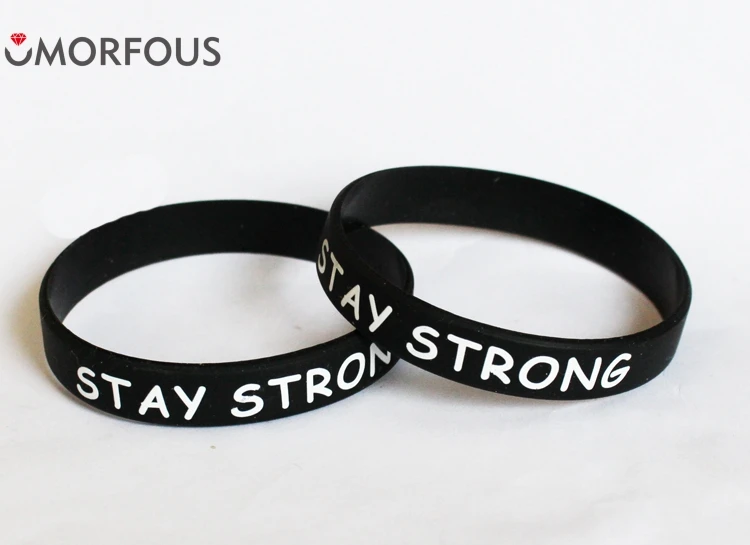 1PC Retail Stay Strong Narrow Encourage Silicone Bracelets Gift