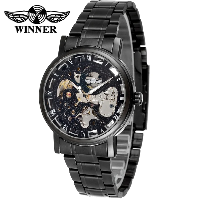 

WRG8028M4B1 new luxury skeleton Winner Automatic men watch factory stainless steel bracelet free shipping with gift box