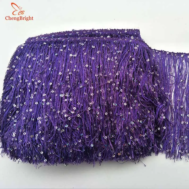 

CHENGBRIGHT 10Yard 20CM Long Polyester Lace Tassel Fringe Lace Trim Ribbon Sew Latin Dress Stage Garment Curtain DIY Accessories