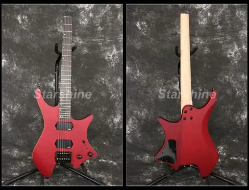 

Starshine Headless Electric Guitar LJ-WT60 Fixed Bridge Headless Flamed Maple Top Veneer Black Hardware E-M-G Pickups Matt