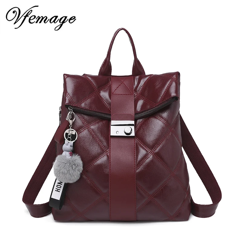 Beste Vfemage Mode Retro Multifunctionele Rugzak Vrouwen Plaid Lederen Rugzak Dame Kleine Rugzak Boekentas voor Meisjes Sac A Dos