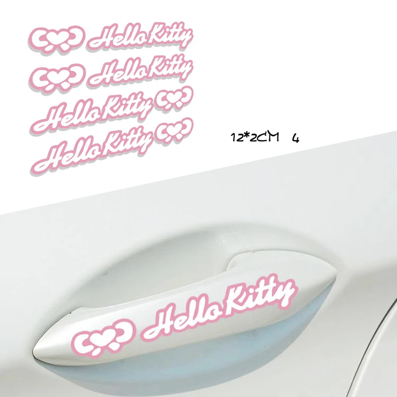 

Cute Car Sticker 4PCS/Lot Hello Kitty Bowknot Decal Car Door Handle Sticker Lovely Styling Car Accessories Vinyl Decal